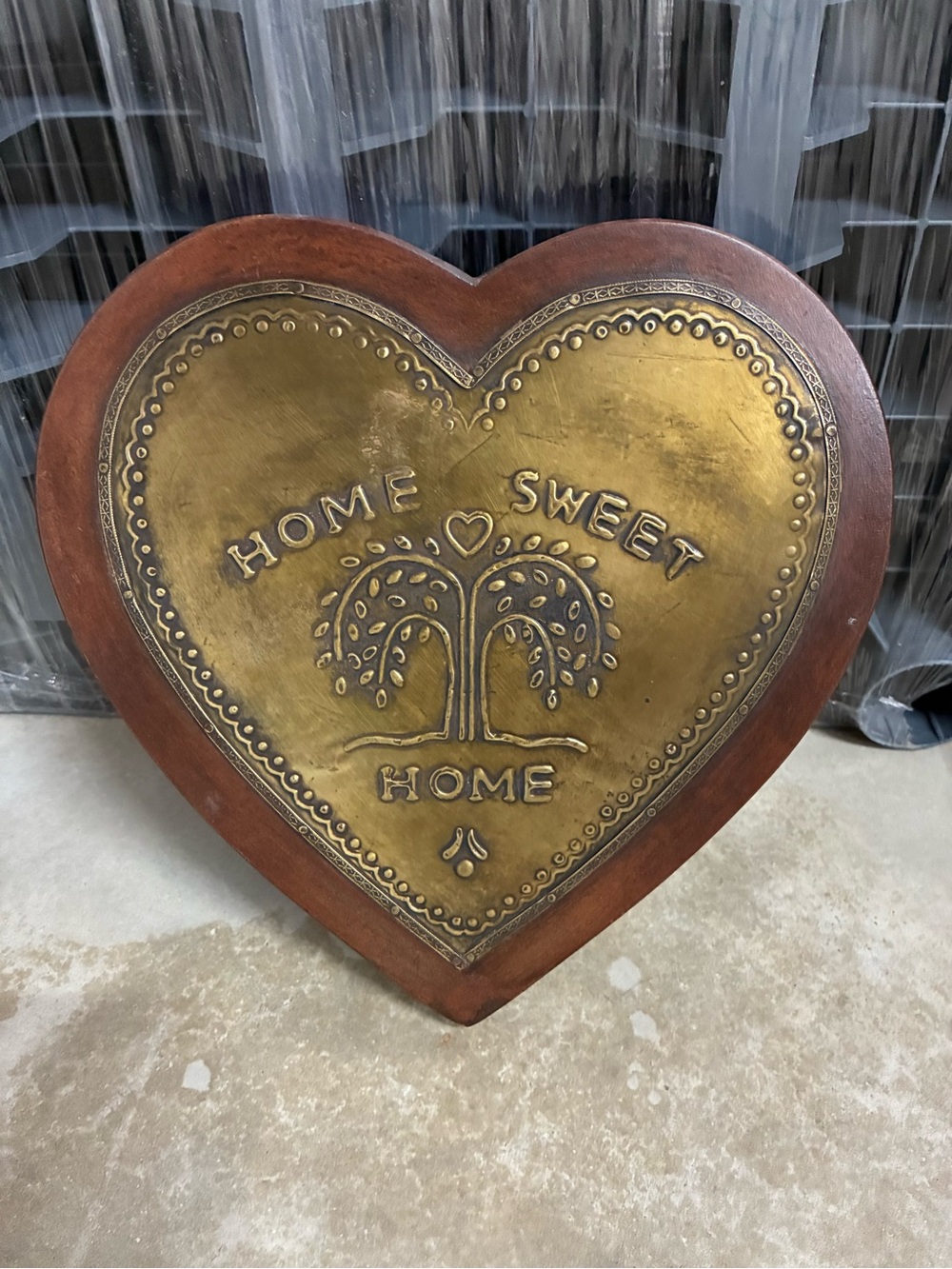 Vintage Home Sweet Home Heart Wall Accent - Brass & Brown